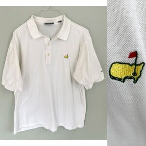 MASTERS COLLECTION Men’s Vintage Masters Logo Pique Cotton Golf Polo in White